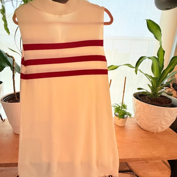 Softly Posh Ivory Striped Sweater Knit Collared Mini Shift Dress - Picture 5 of 7